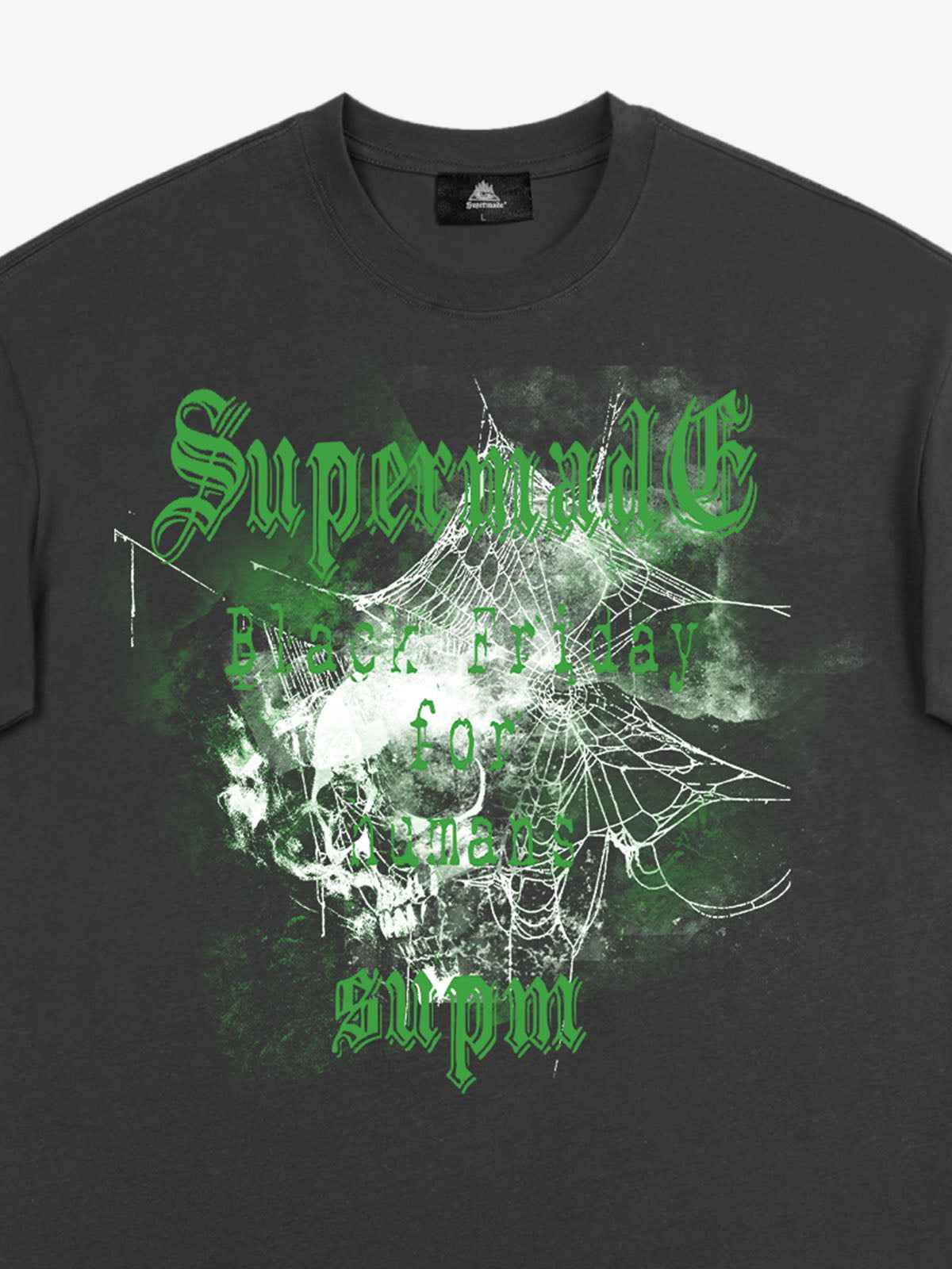 Gothic Skull Spiderweb Graphic T-Shirt