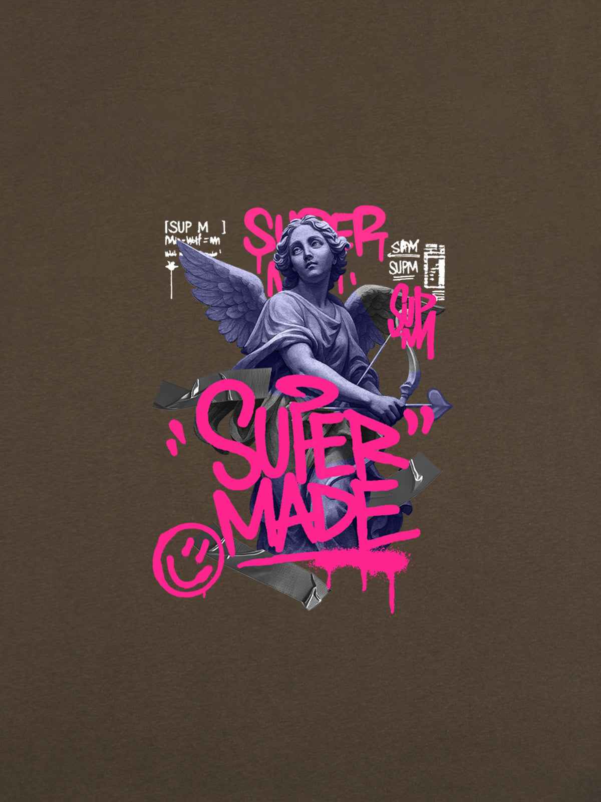 Street Pink Lucky Angel Graphic Design T-Shirt