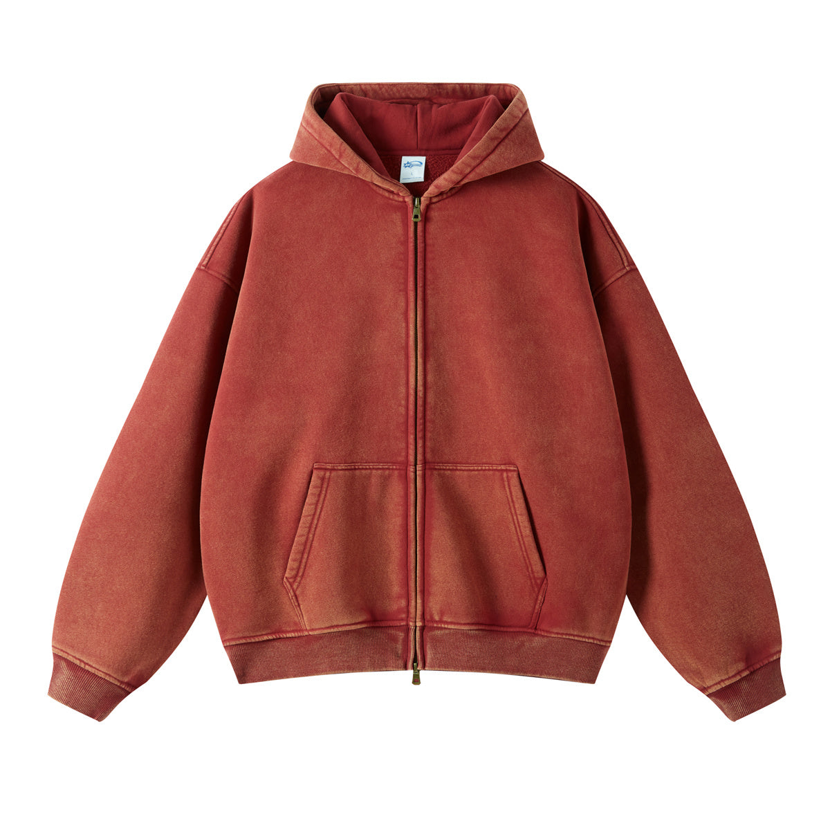 Retro Essence Vintage Washed Zip-Up Hoodie - Oversized | LuxuryUrbanwear - Luxuryurbanwear
