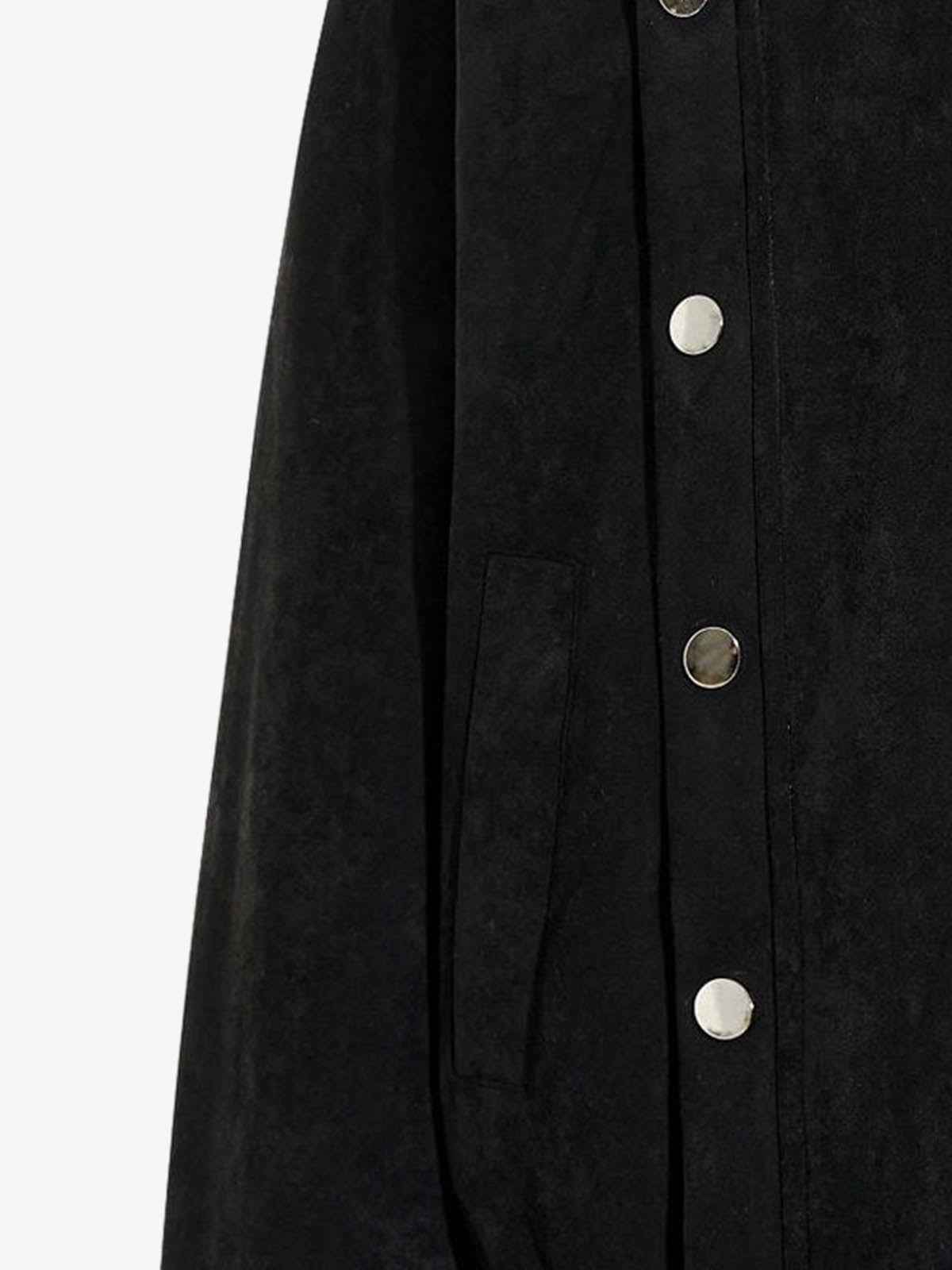 Vintage Stand Collar Metal Button-Structured Bomber Jacket
