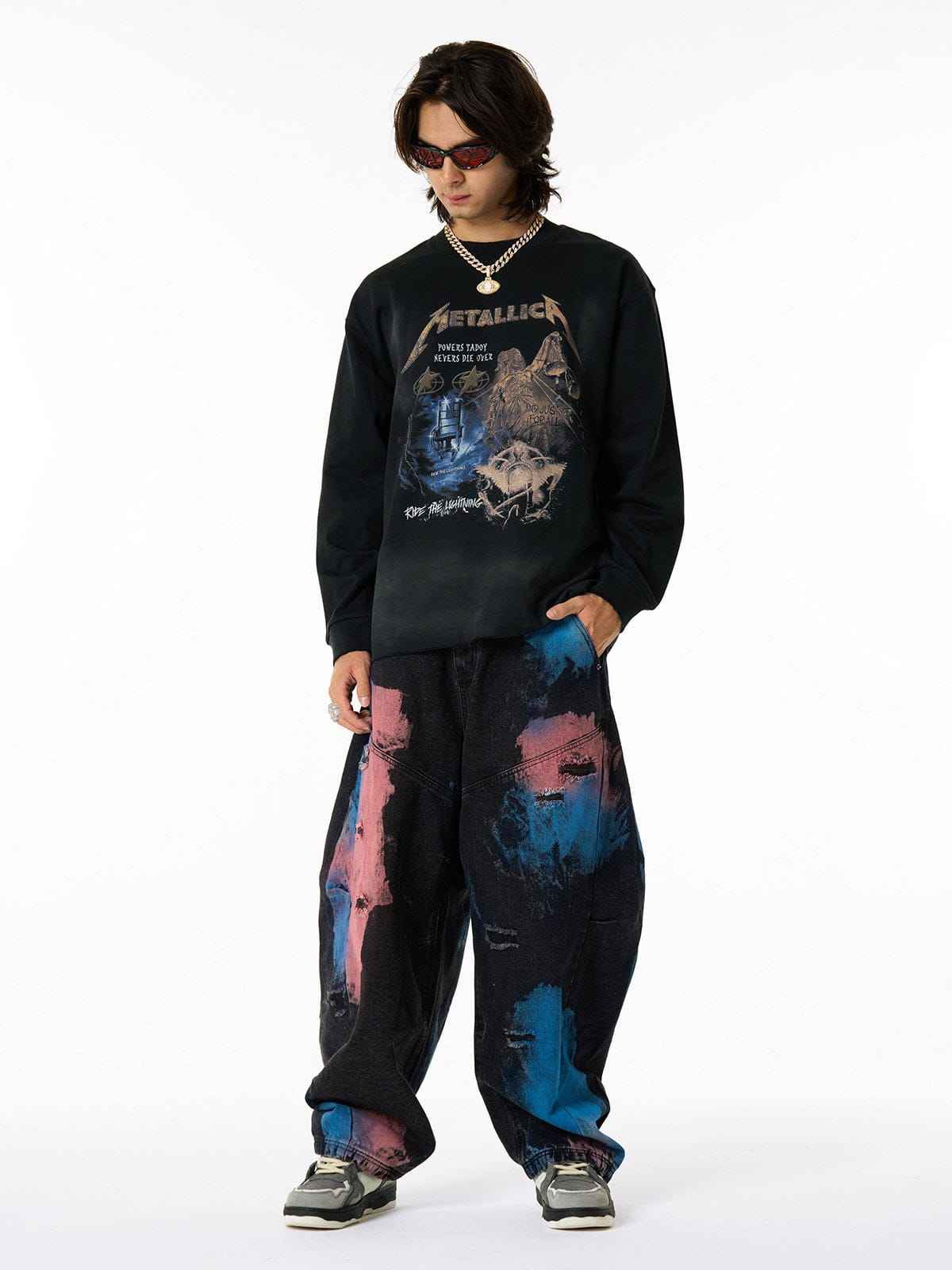 Long Sleeve Metallica Distressed