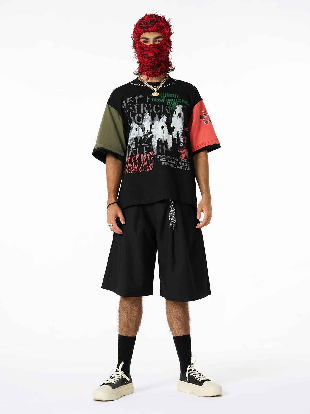 Pleated Design Pendant Decoration Baggy Shorts - 2482