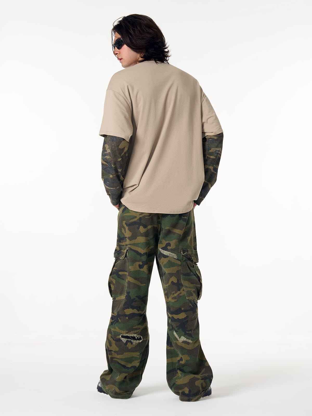Long Sleeve Distressed Camo