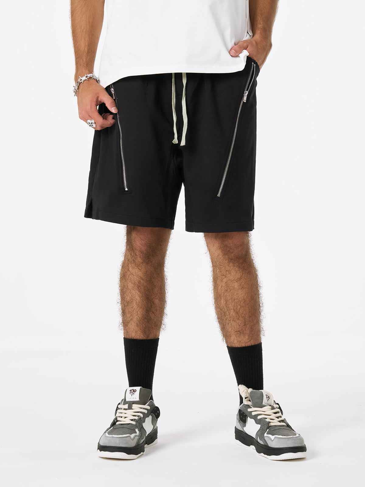 Retro Functional Zipper Slit Jort