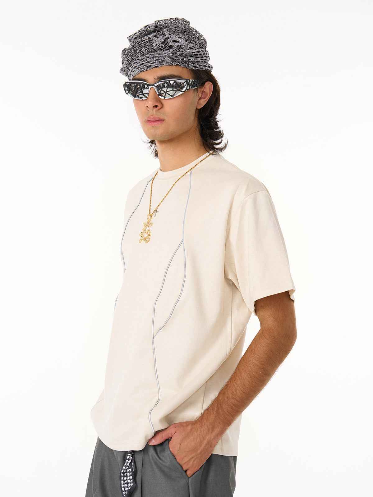 Functional Deconstructed Split Short-Sleeved T-Shirt - 2437