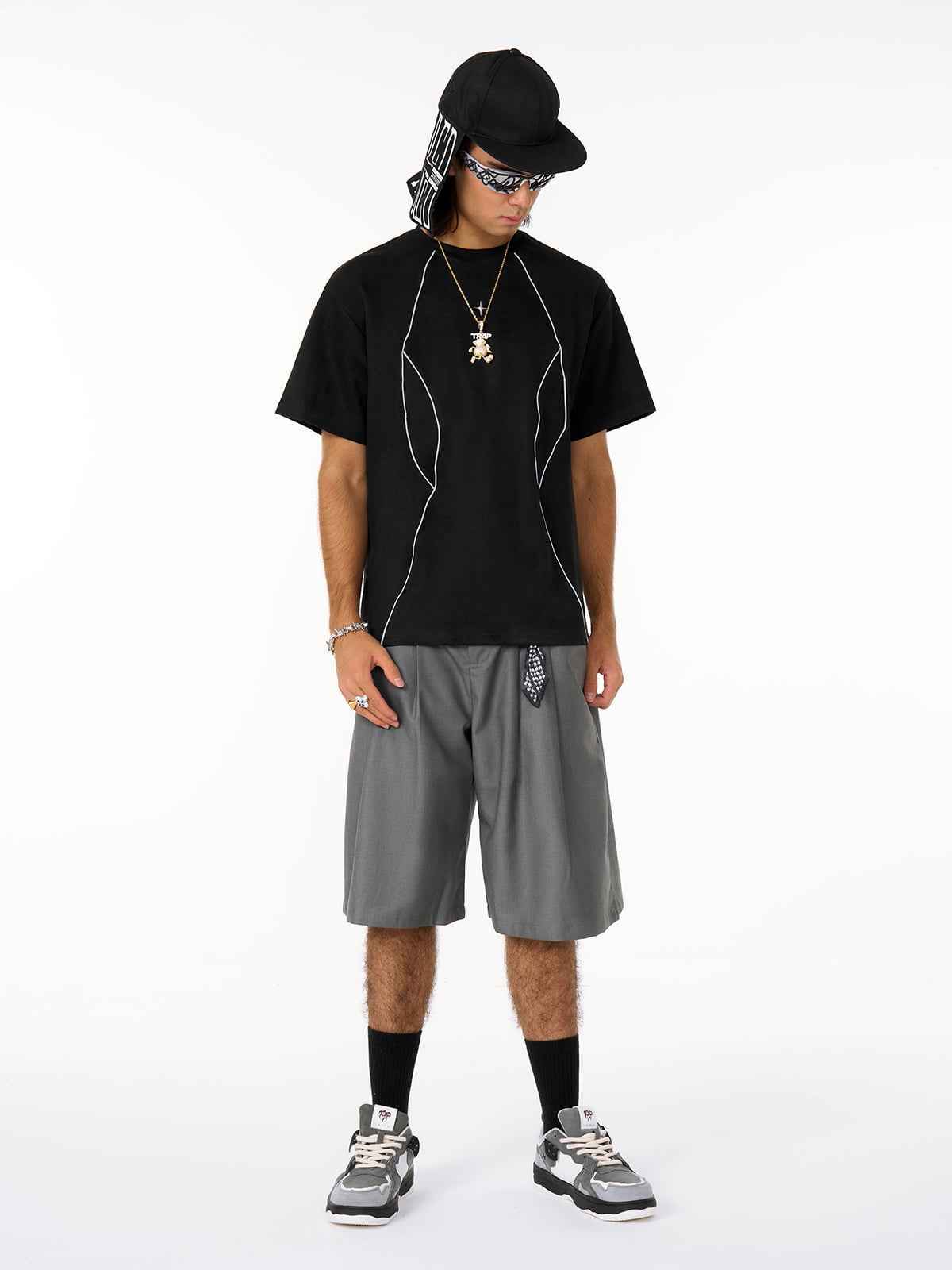 Functional Deconstructed Split Short-Sleeved T-Shirt - 2437