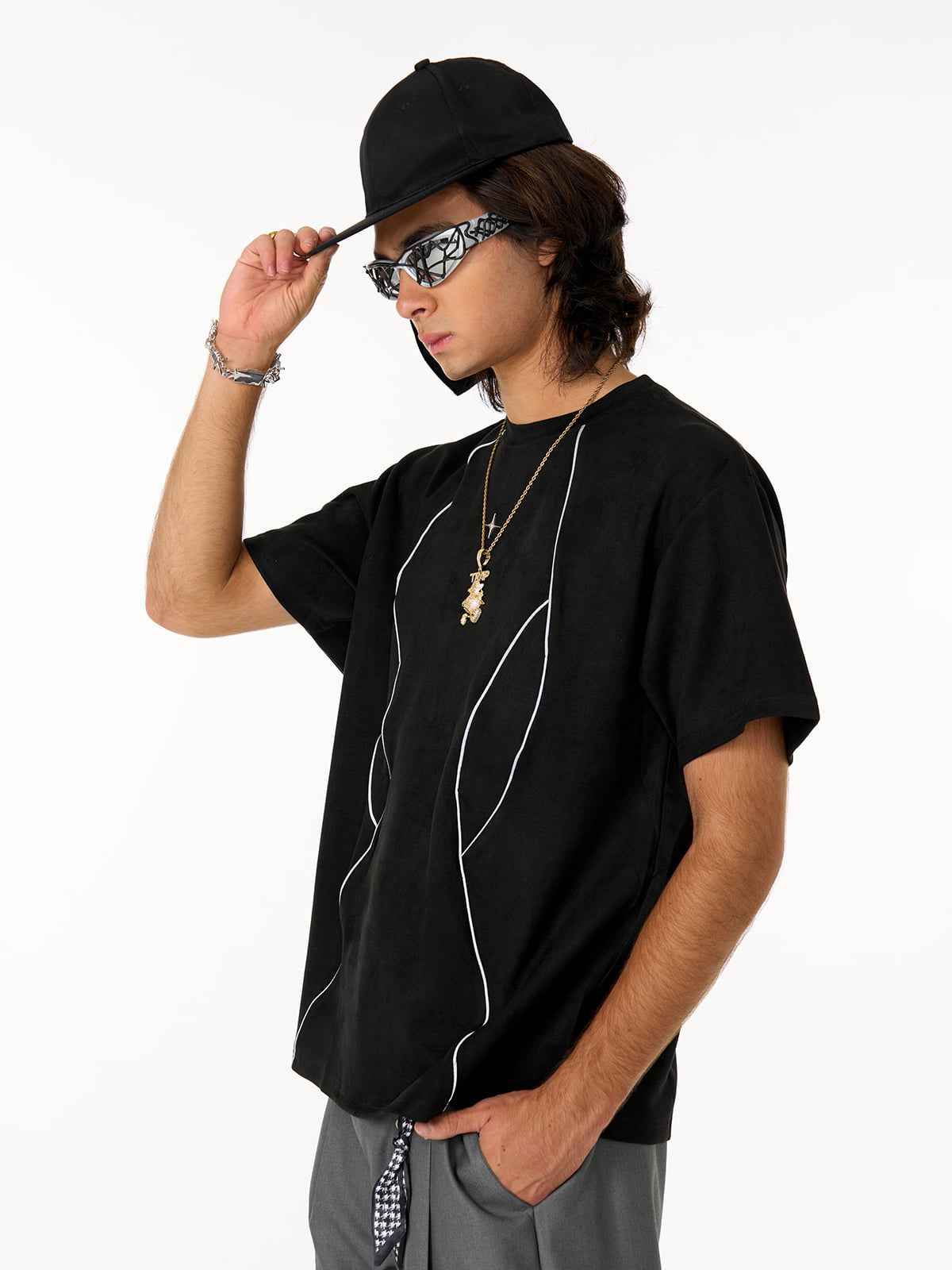 Functional Deconstructed Split Short-Sleeved T-Shirt - 2437