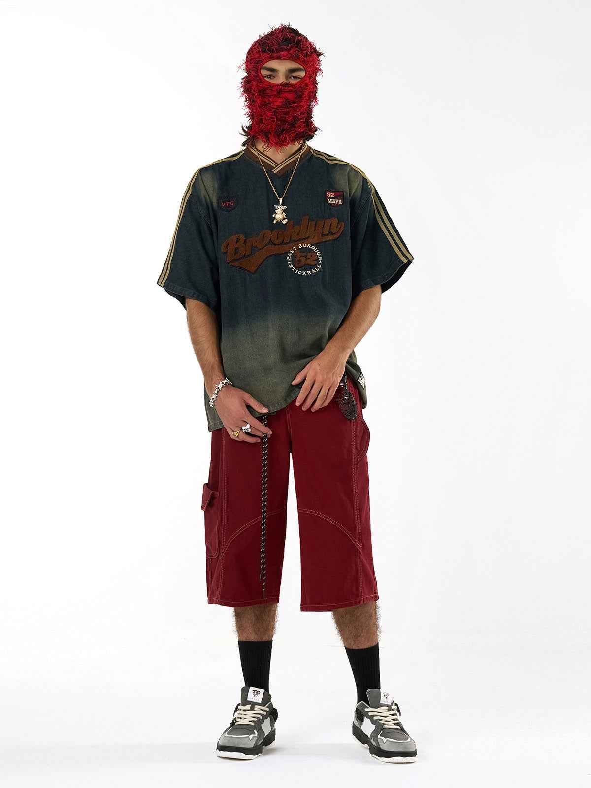 Denim Welt-Embellished Cargo Jorts - 2408