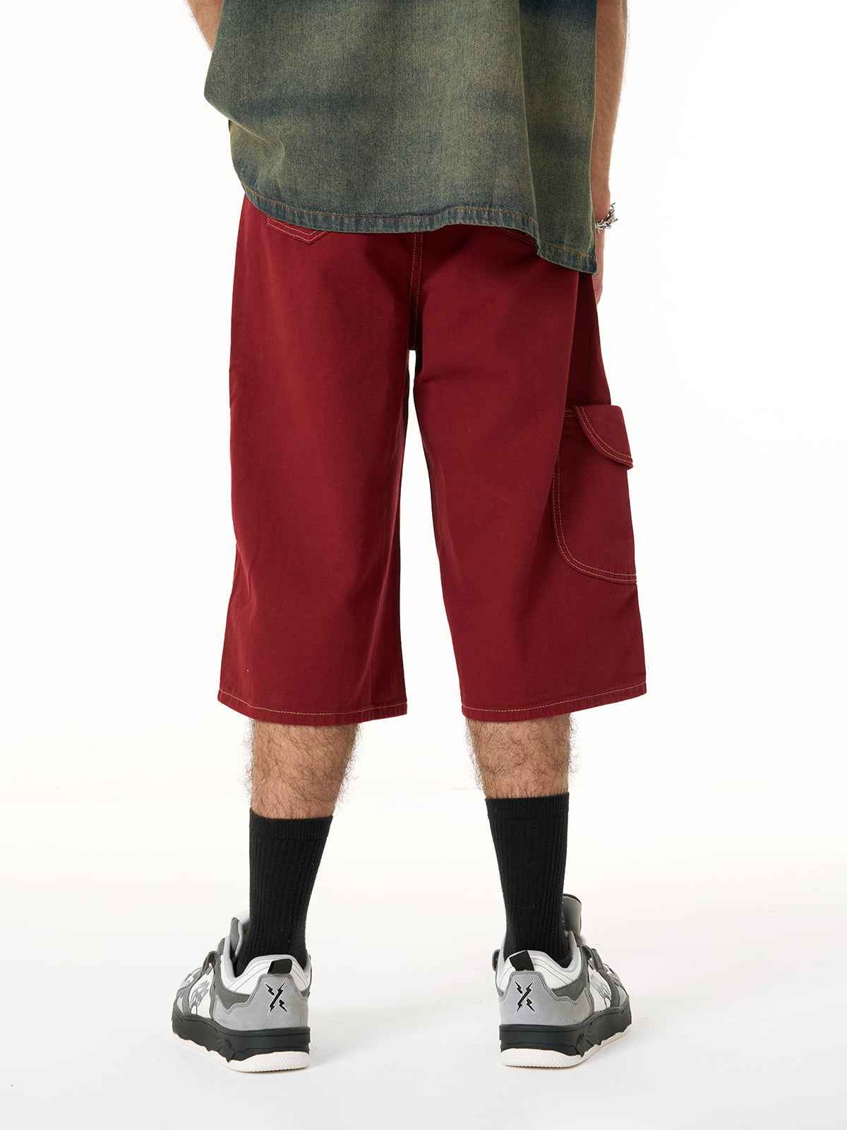 Denim Welt-Embellished Cargo Jorts - 2408