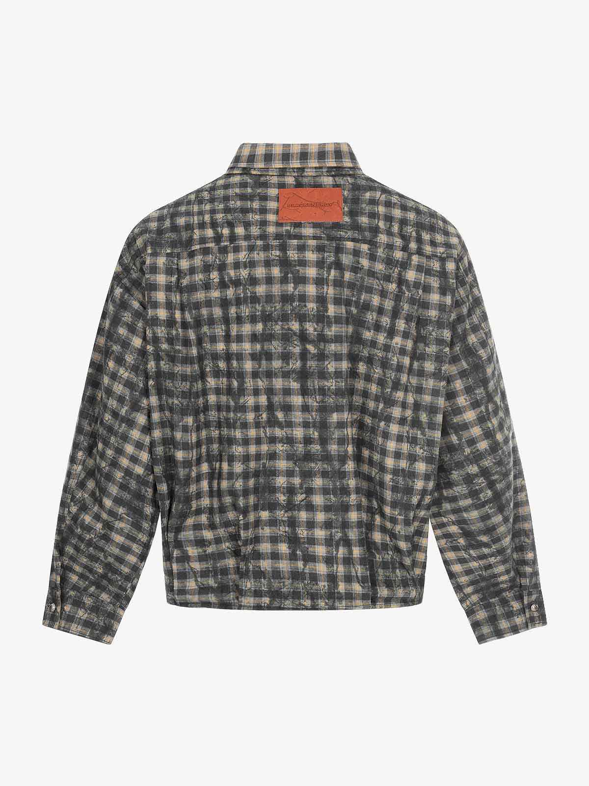 Vintage Washed Plaid Cropped Shirt Jacket