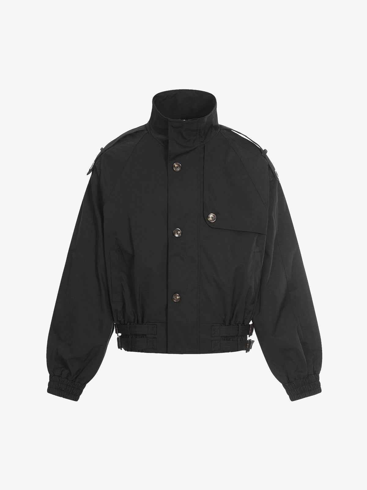High Neck Belted Utility Cropped Jacket