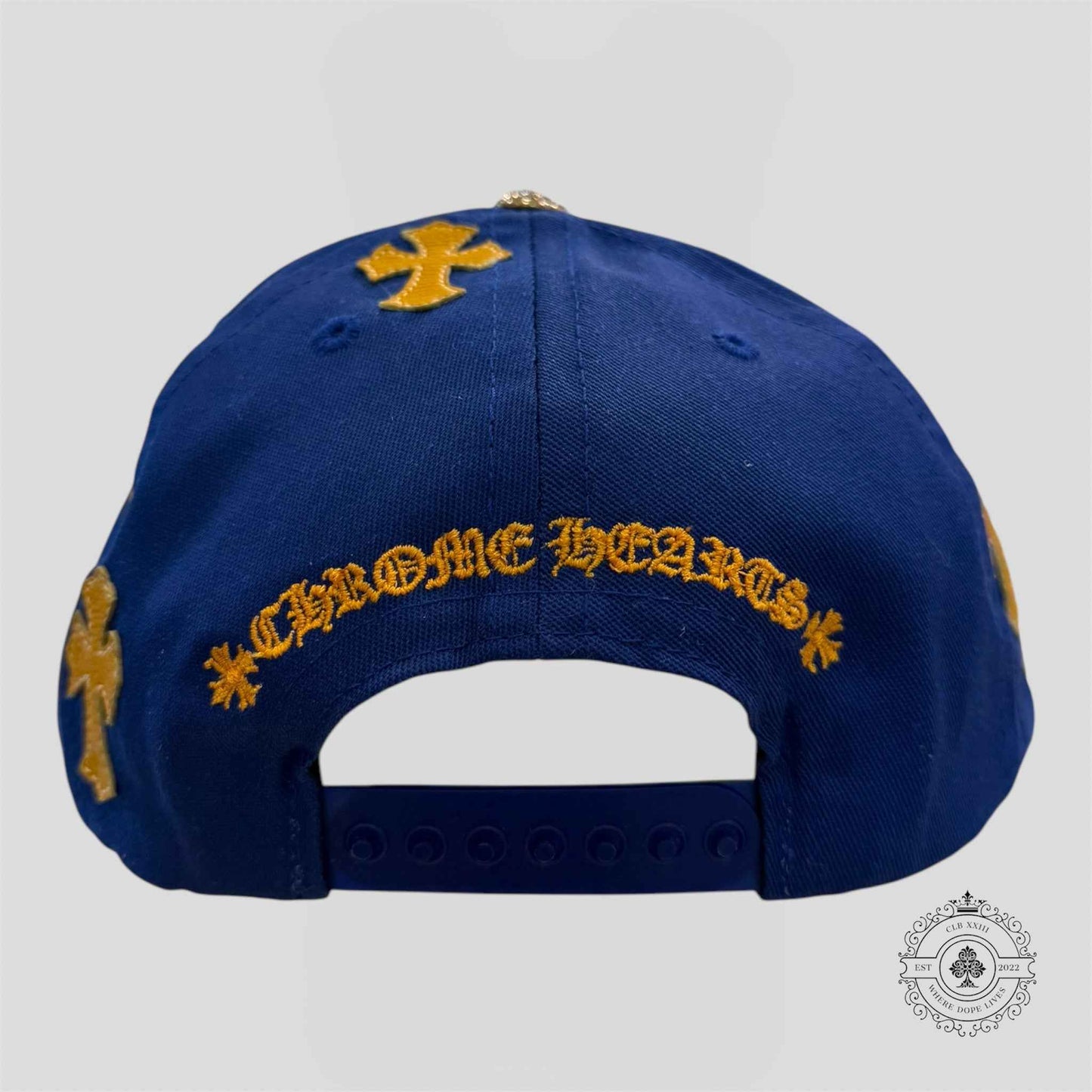 Chrome Hearts Cross Patch Hat in Blue / Gold