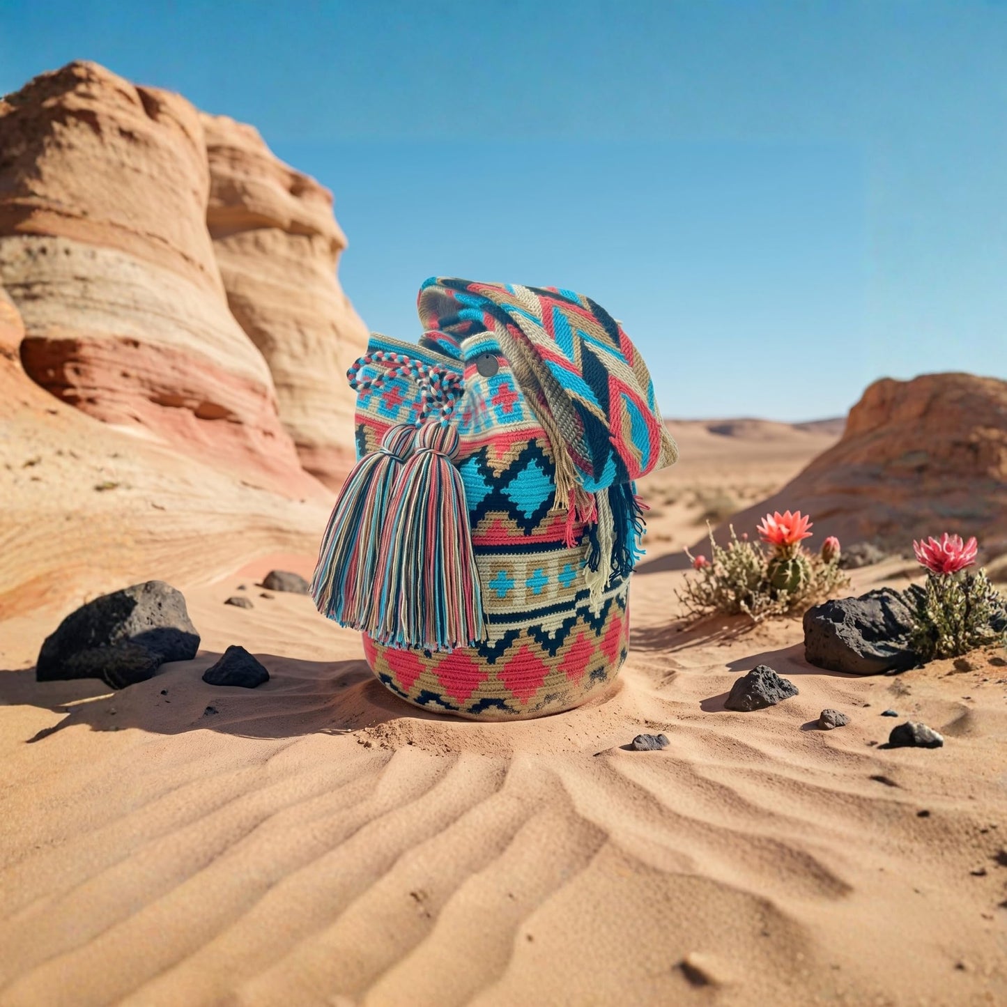 Authentic Wayuu Bag - Large Handmade Colombian Mochila - Handwoven Tribal Crossbody Shoulder Bag for Women - Unique