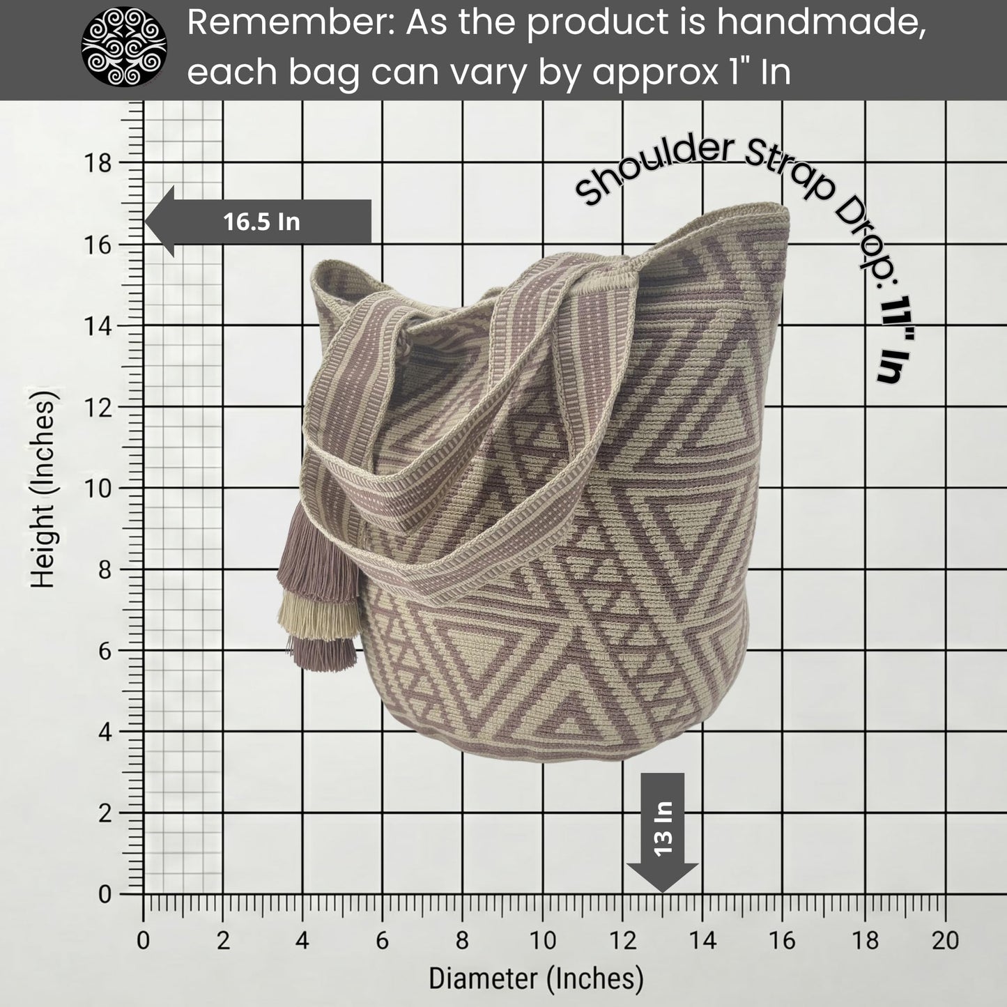 Authentic Wayuu Bag - Large Handmade Colombian Mochila - Handwoven Tribal Crossbody Shoulder Bag for Women - Unique