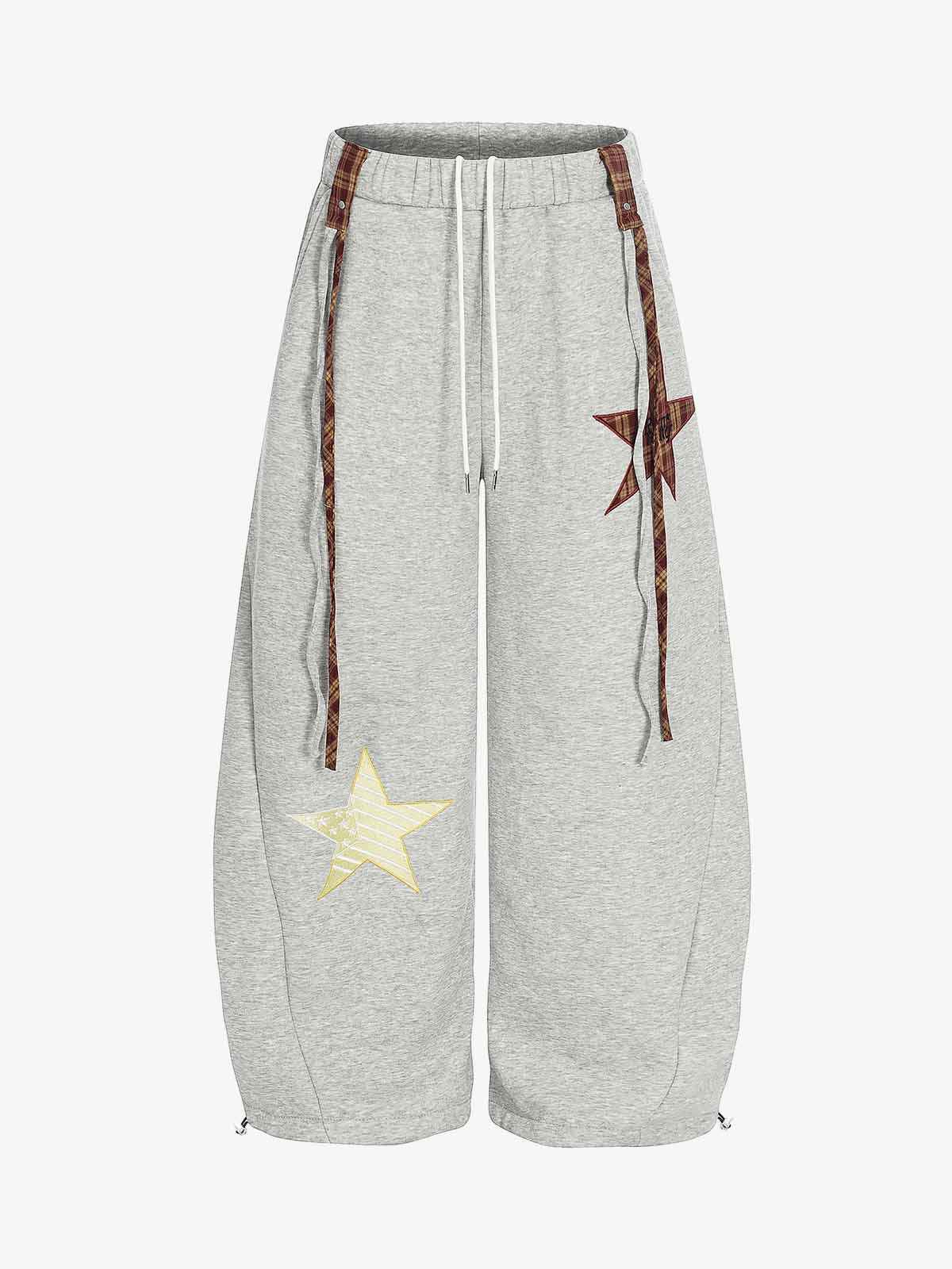 Star Patch Wide Leg Drawstring Sweatpants