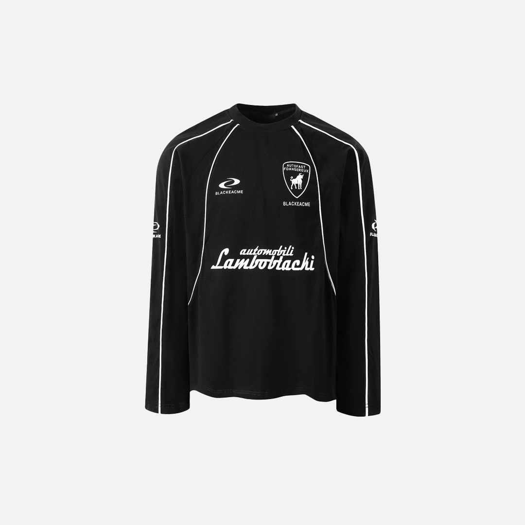 Stylish Oversized Letter Print Long Sleeve Sports T-Shirt - Luxuryurbanwear