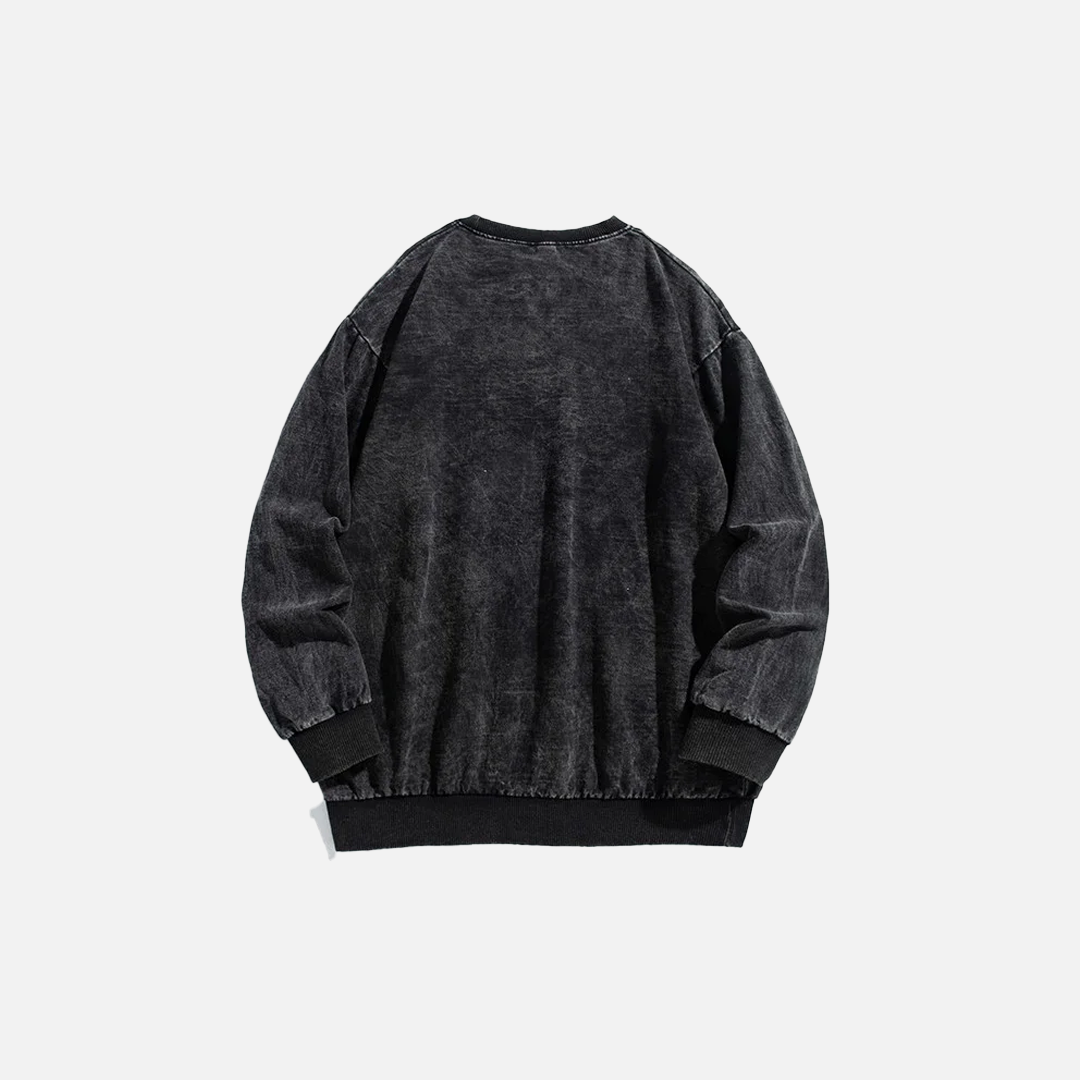 Versatile Gothic American Style Washed Sweatshirt - Luxuryurbanwear