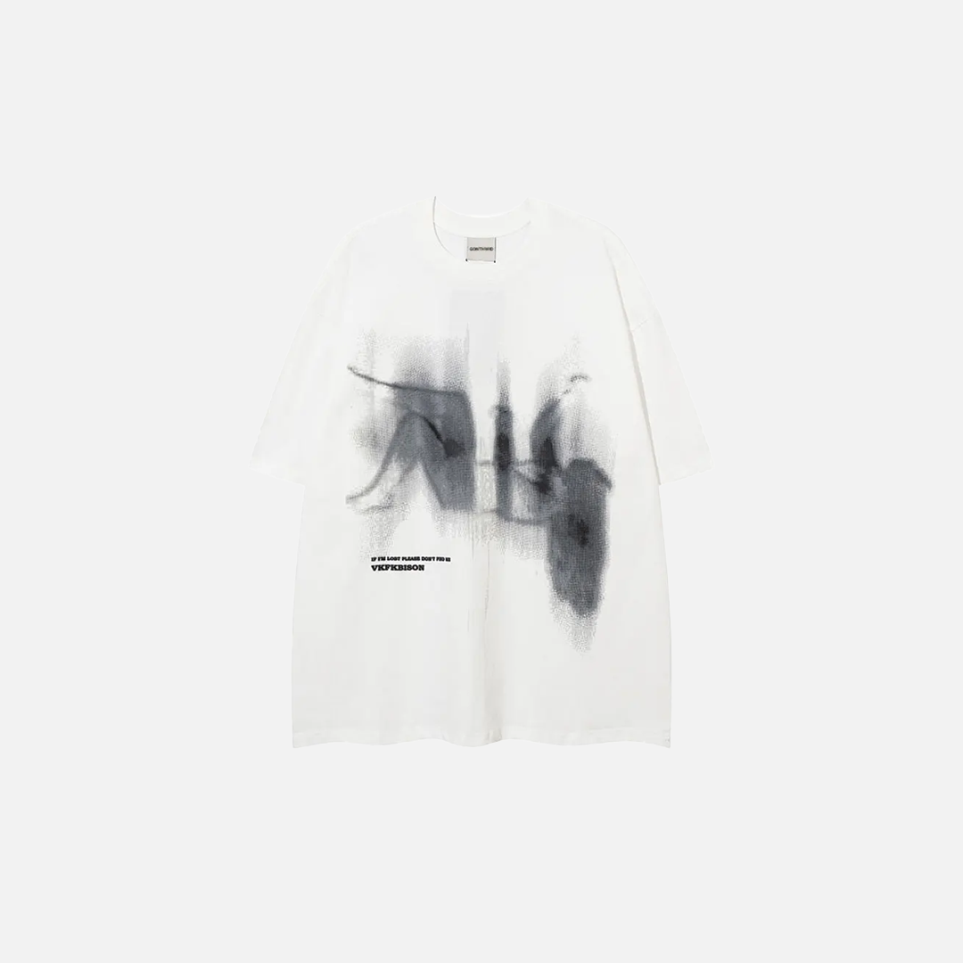 Breathable Abstract Graphic Print Oversize Cotton T-Shirt - Luxuryurbanwear