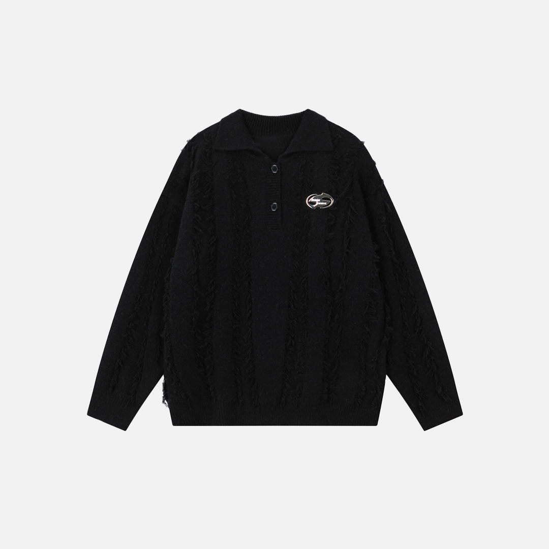 European Fringed Turtleneck Knitted Polo Sweater - Luxuryurbanwear