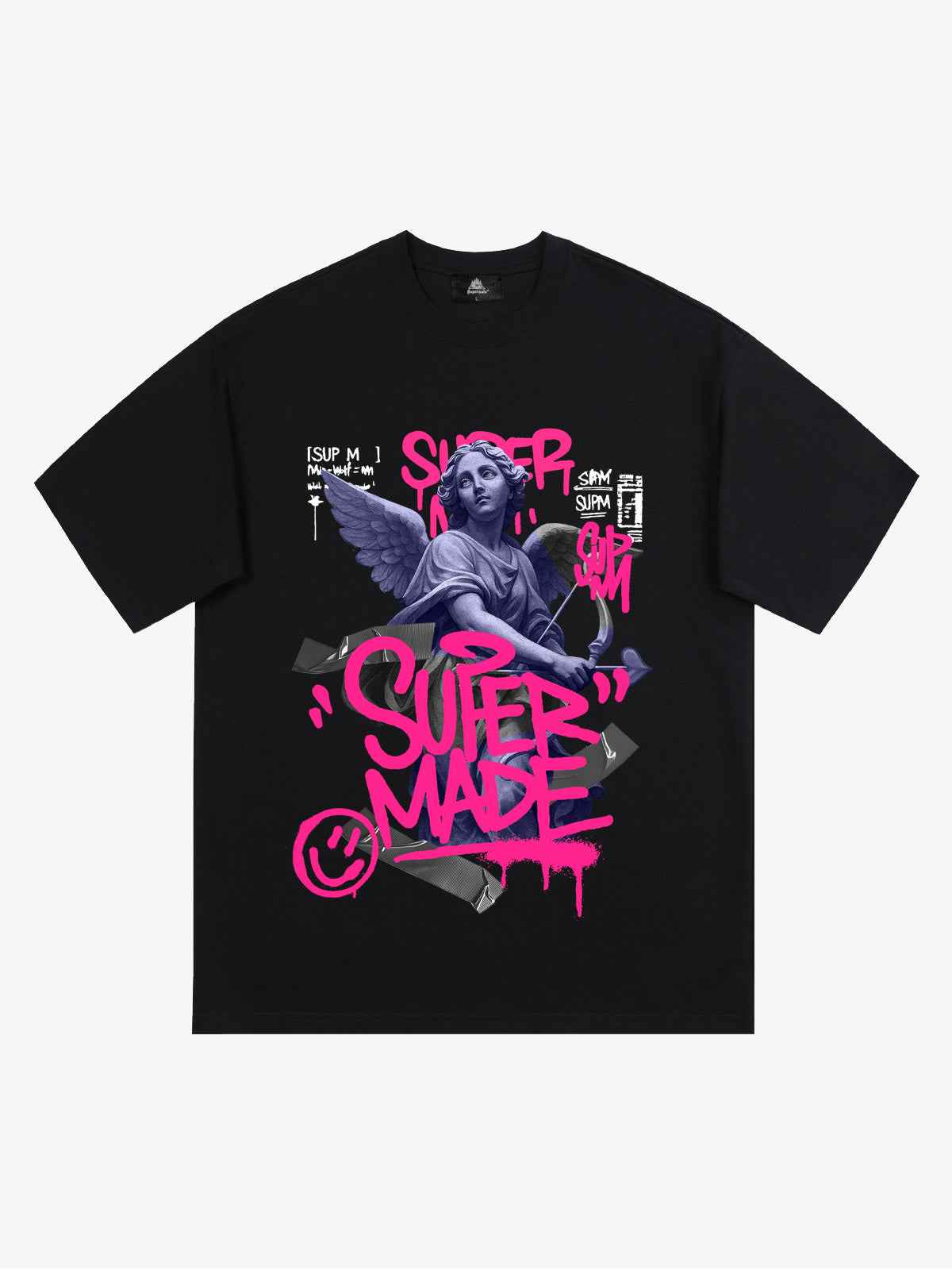 Street Pink Lucky Angel Graphic Design T-Shirt