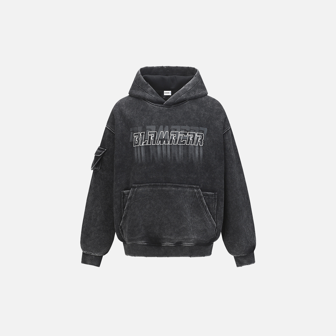 Chic Streetwear Grungy Distressed Washed Hoodie - Luxuryurbanwear