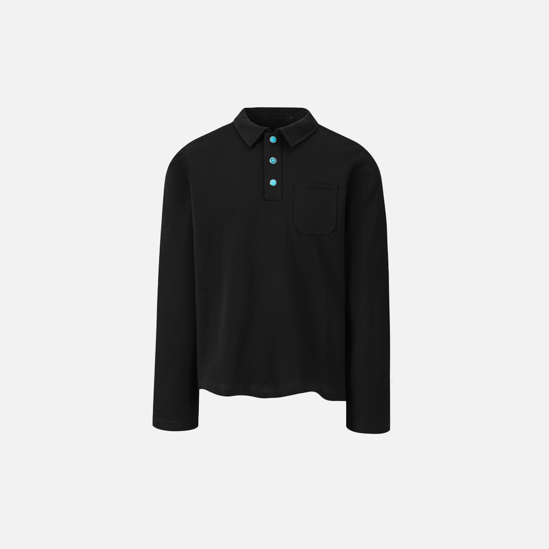 Stylish Gem Buttoned Long Sleeve Polo T-Shirt - Luxuryurbanwear