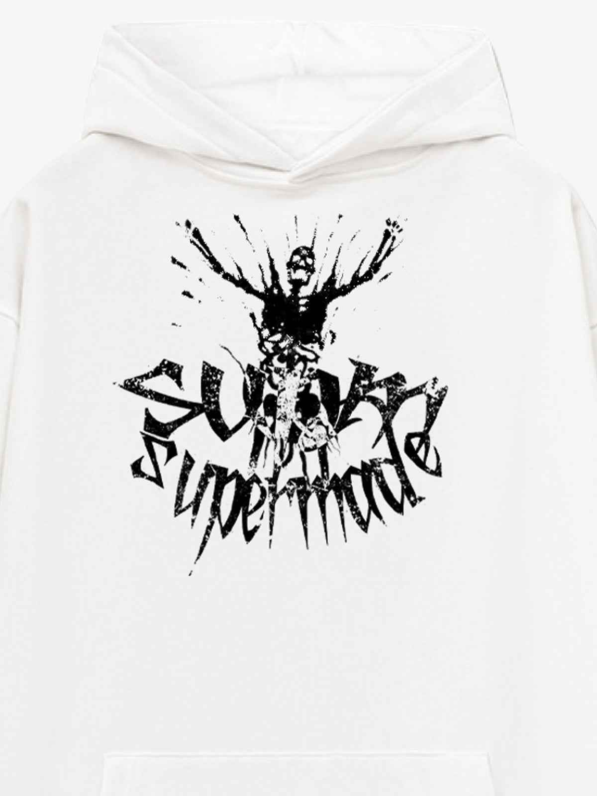 Gothic Devil Graphic Washed Hoodie