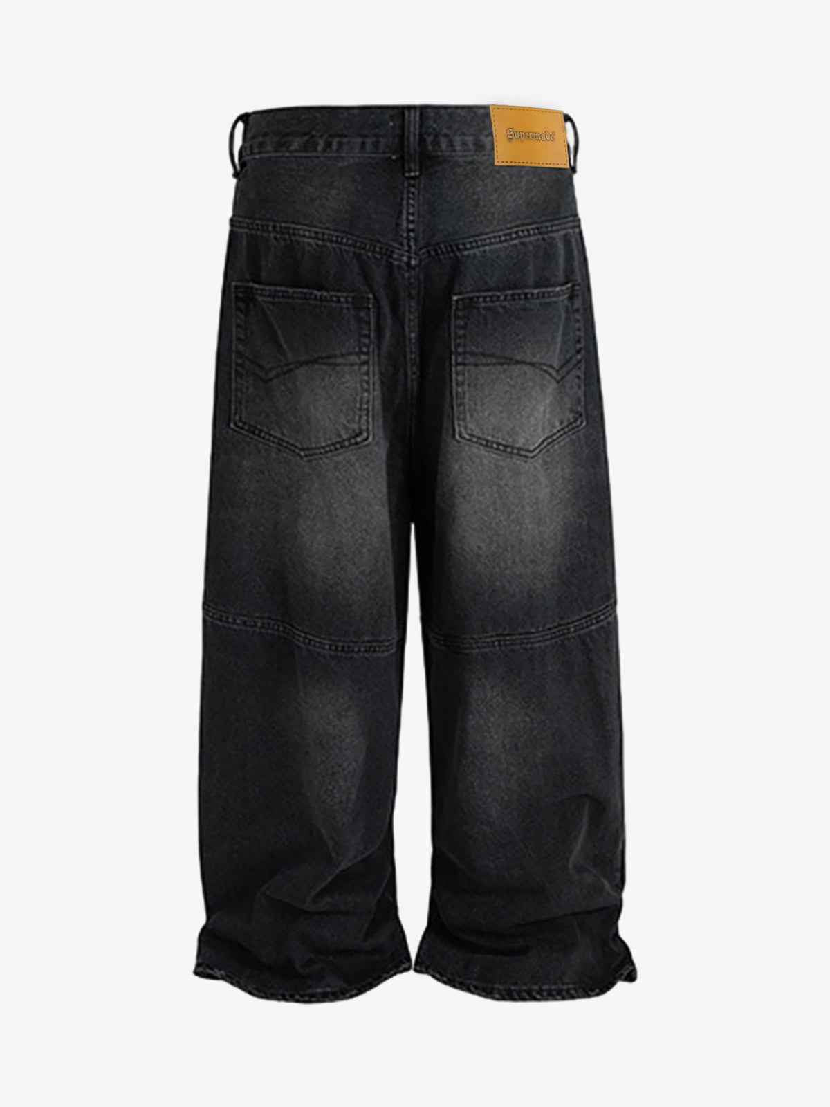 Distressed Drawstring Knee-Length Washed Baggy Jeans
