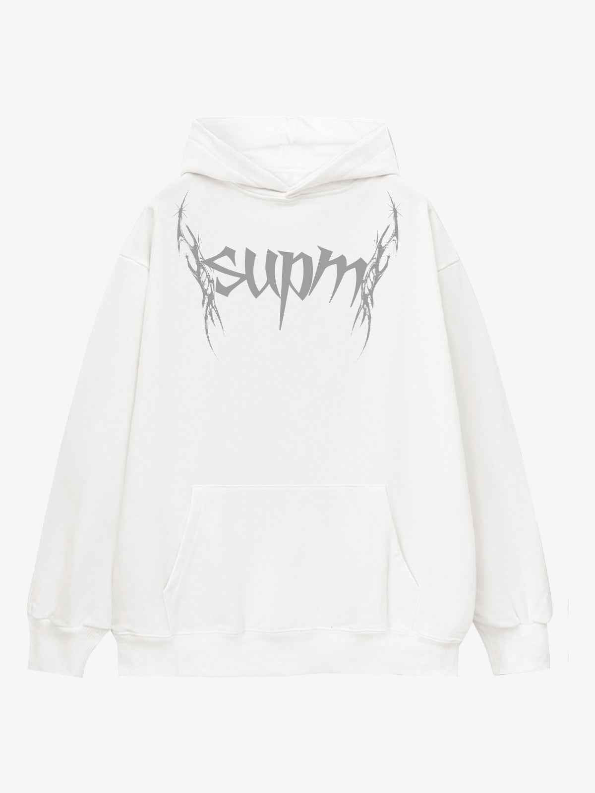 Washed Gothic Spike Letter Hoodie