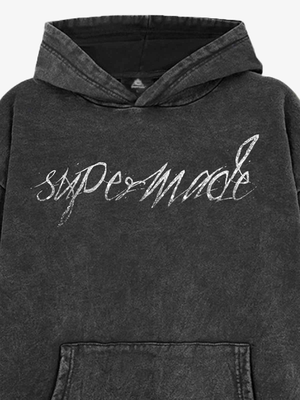 Metallic Script Letter Cross Graphic Hoodie