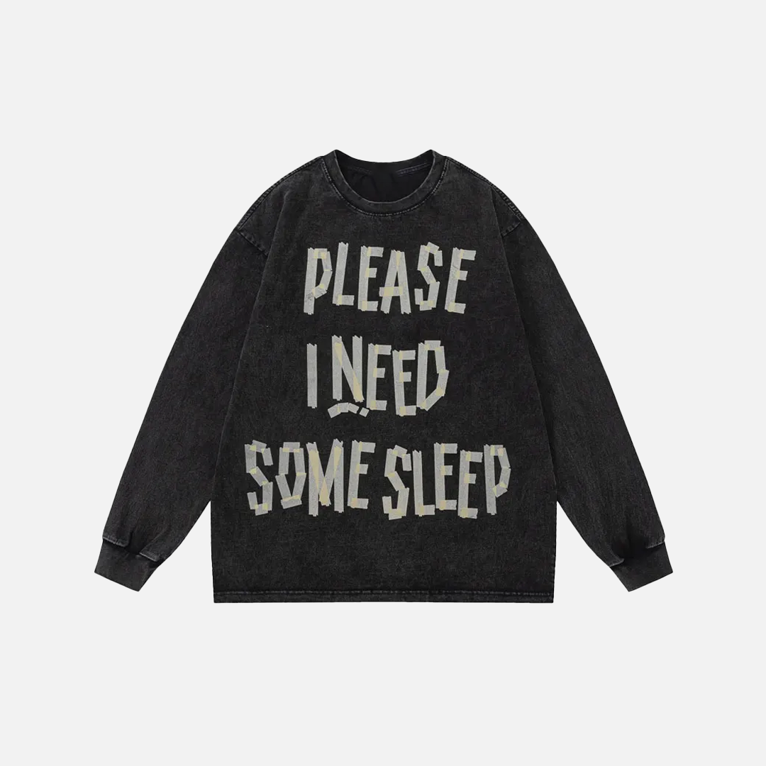 Black Lightweight Graphic Printed Long Sleeve T-Shirt - Luxuryurbanwear