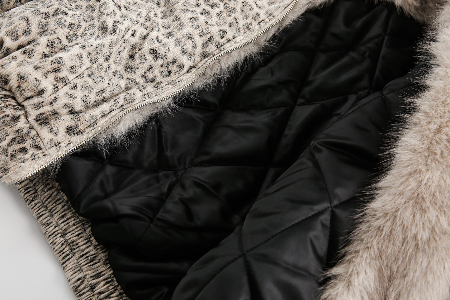Leopard Patterned / Faux Fur Jacket - Luxuryurbanwear