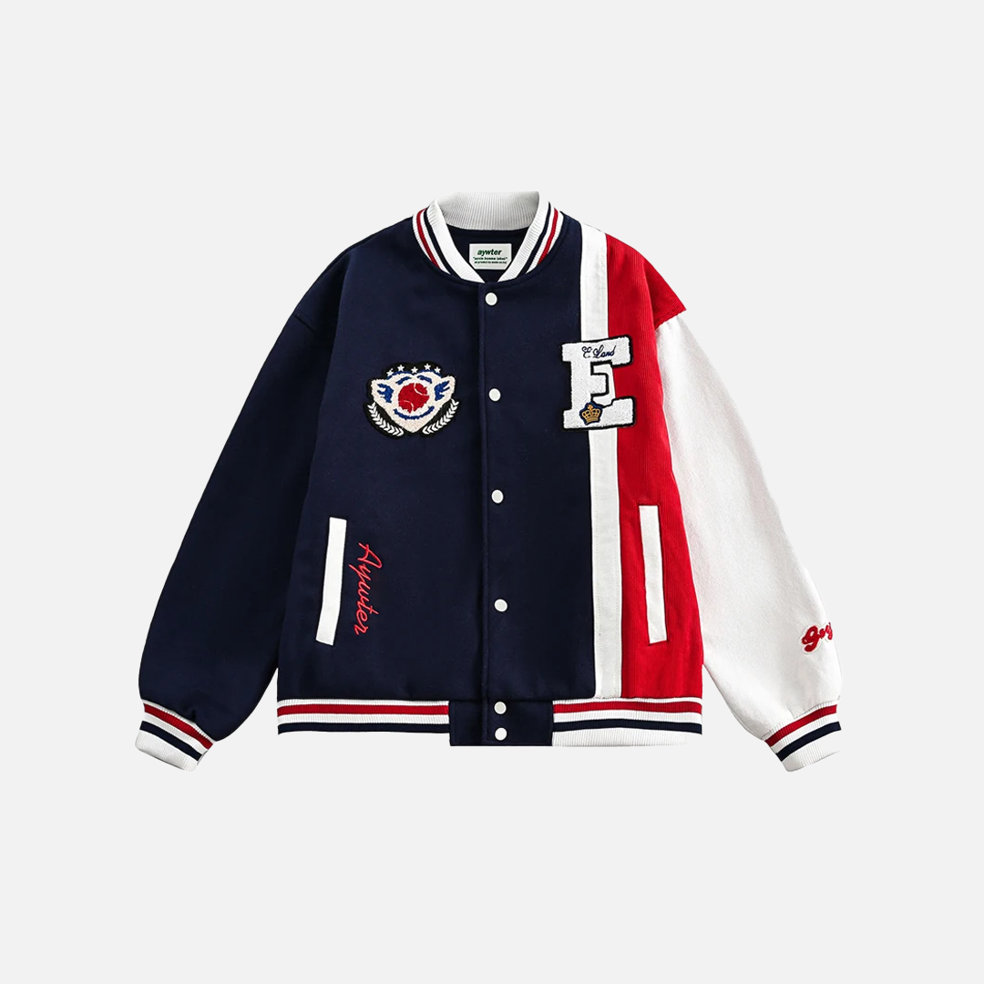 Y2K Embroidered Patchwork Baseball Varsity Jacket - Luxuryurbanwear