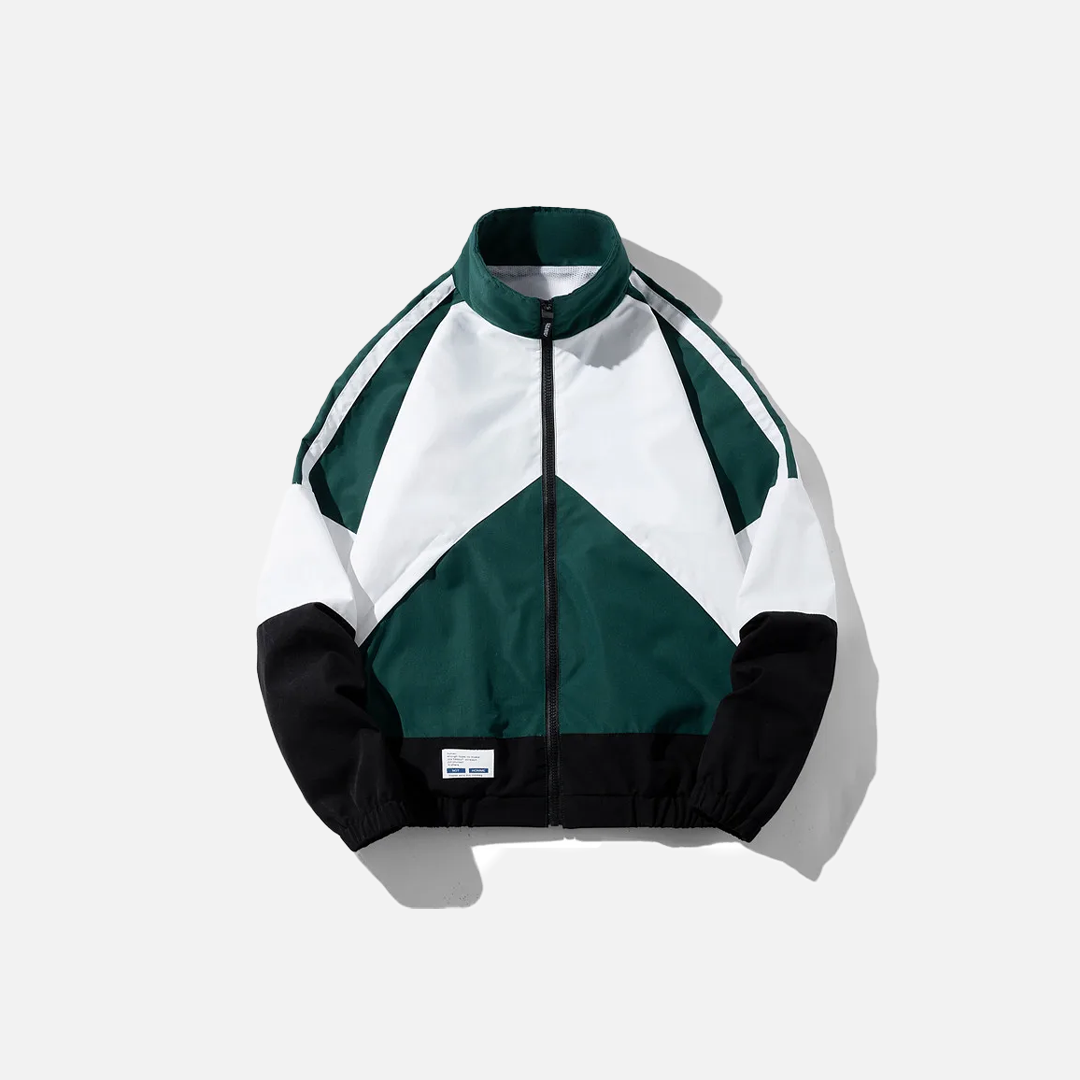 Patchwork Stand Collar Baseball Windbreaker Jacket - Luxuryurbanwear