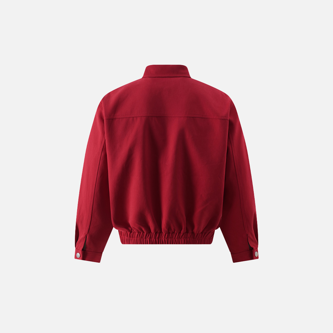 Trendy Red Stylish Loose Fit Cotton Utility Jacket - Luxuryurbanwear