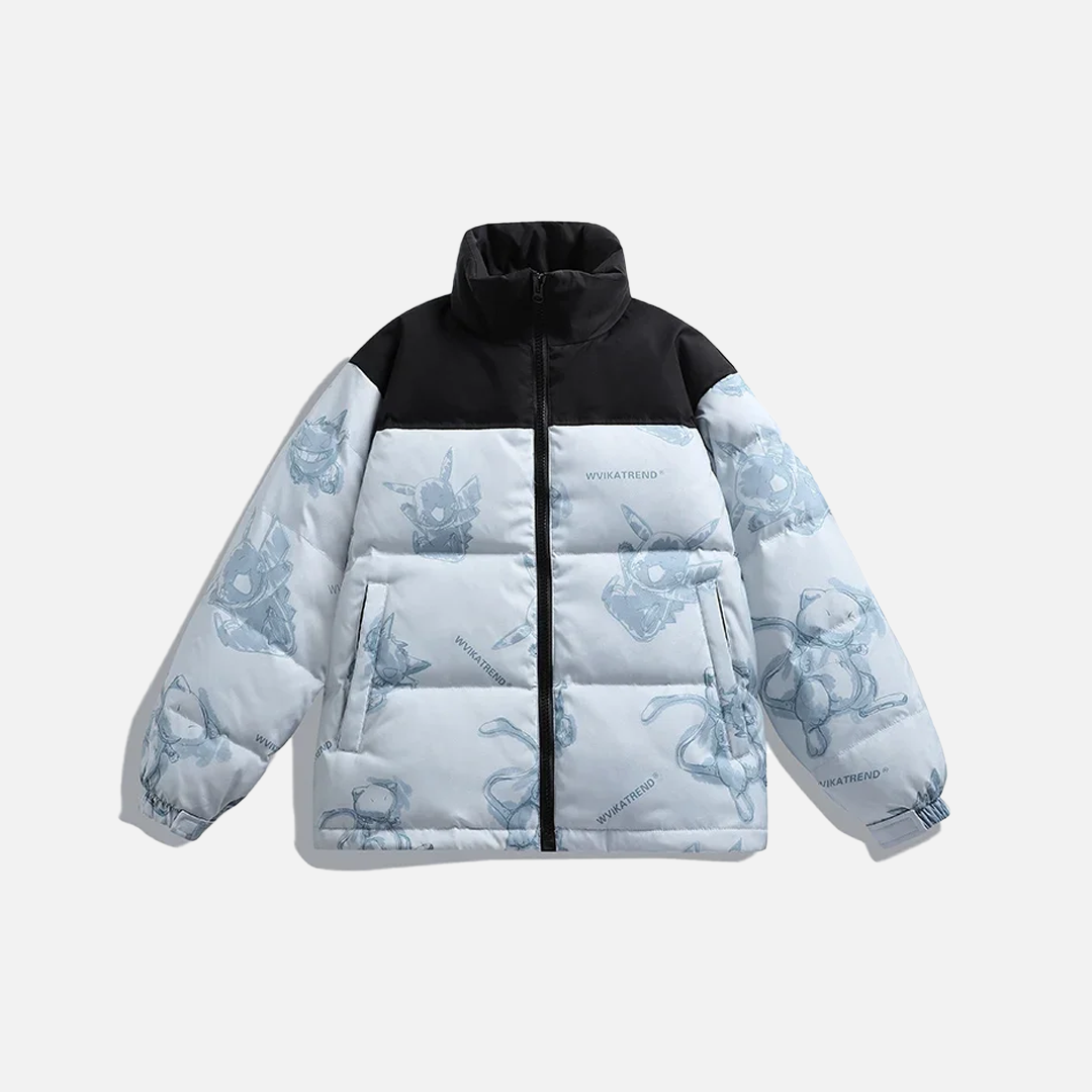 Cartoon Pattern Hip Hop Down Puffer Jacket - Luxuryurbanwear
