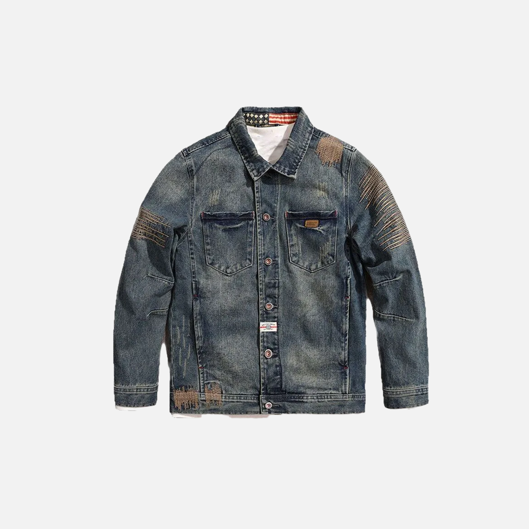 Breathable Retro Embroidered Cowboy Denim Jacket - Luxuryurbanwear
