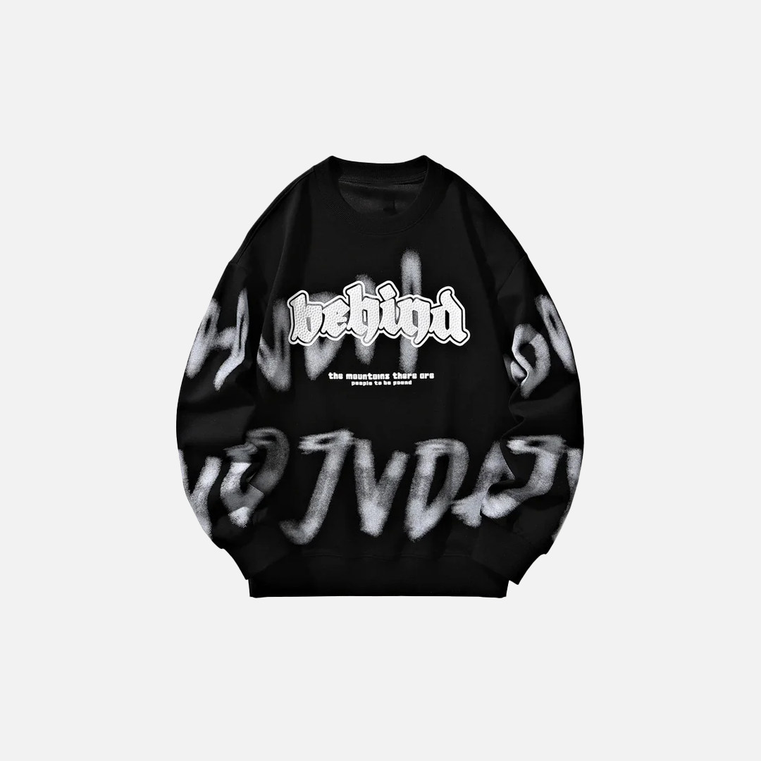 Cozy Letter Print O-Neck Loose Fit Sweatshirt - Luxuryurbanwear