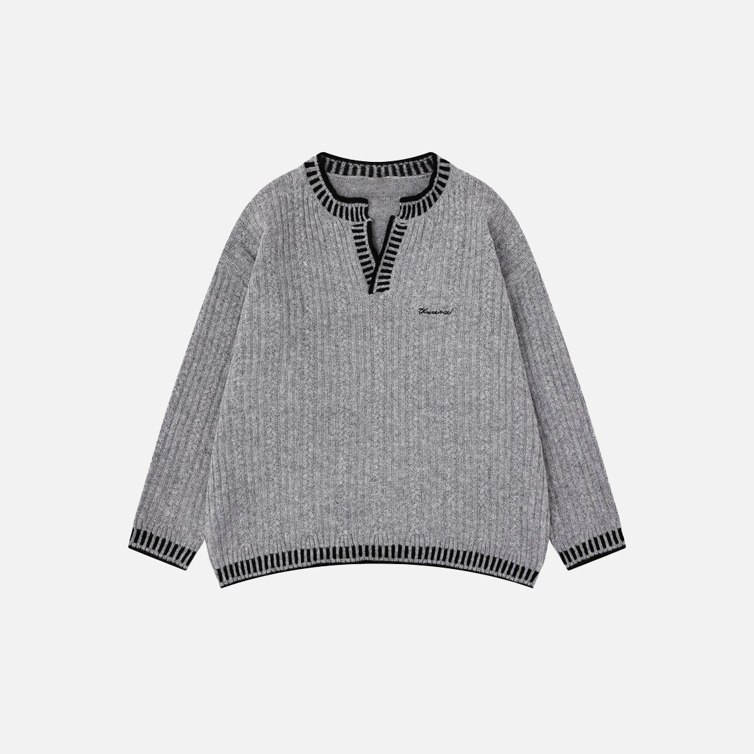 Breathable V-Neck Cable Knit Sweater - Luxuryurbanwear