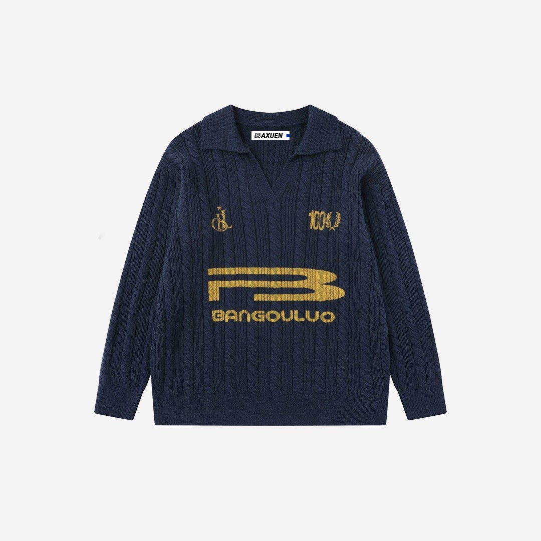 Men Cozy Oversized Letter Print Casual Sweater - Luxuryurbanwear