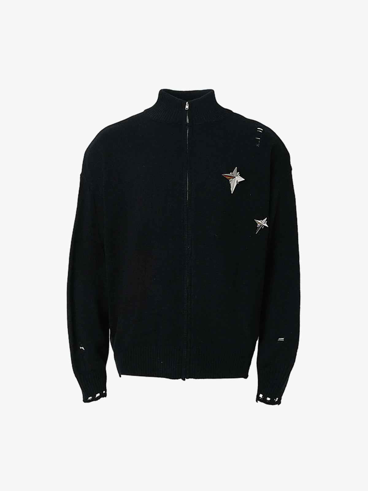 Heavy Cut Turtleneck Cardigan Zipper Sweater