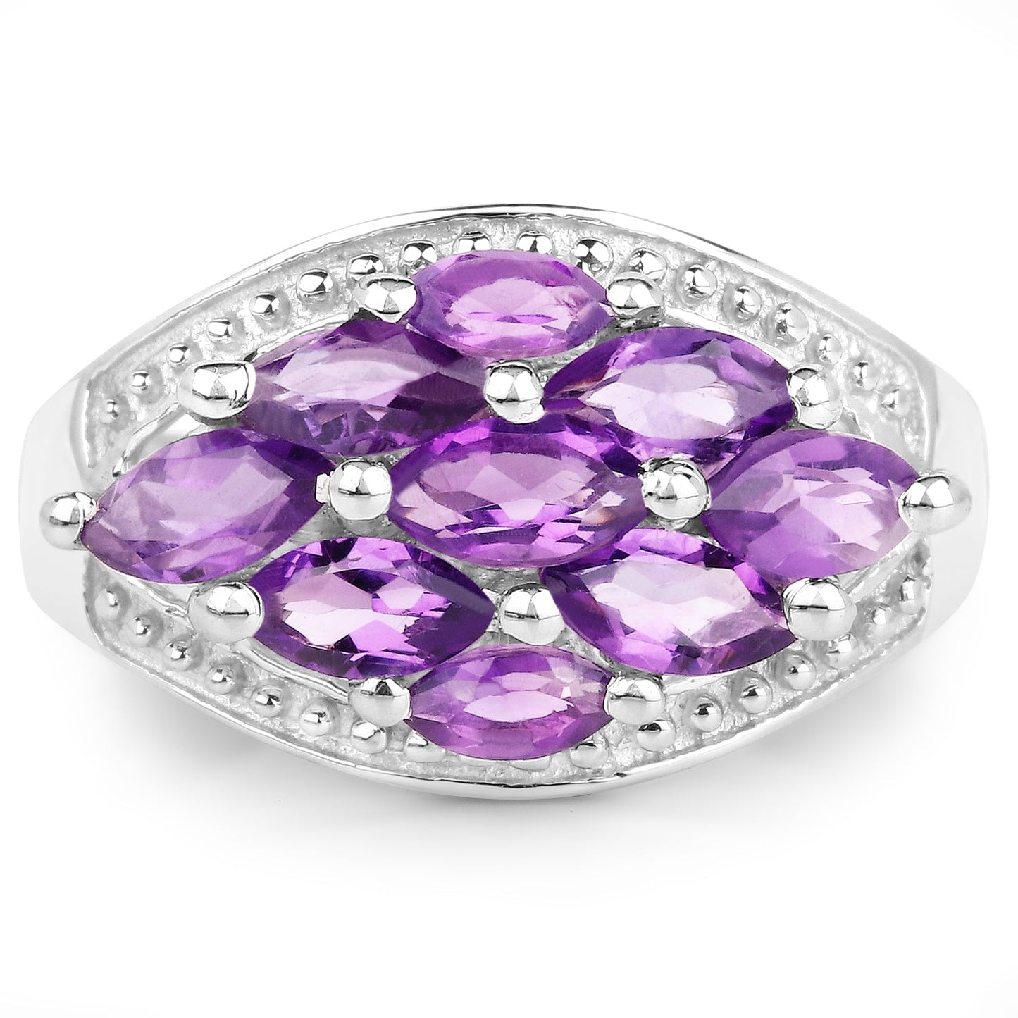 1.91 Carat Genuine Amethyst .925 Sterling Silver Ring