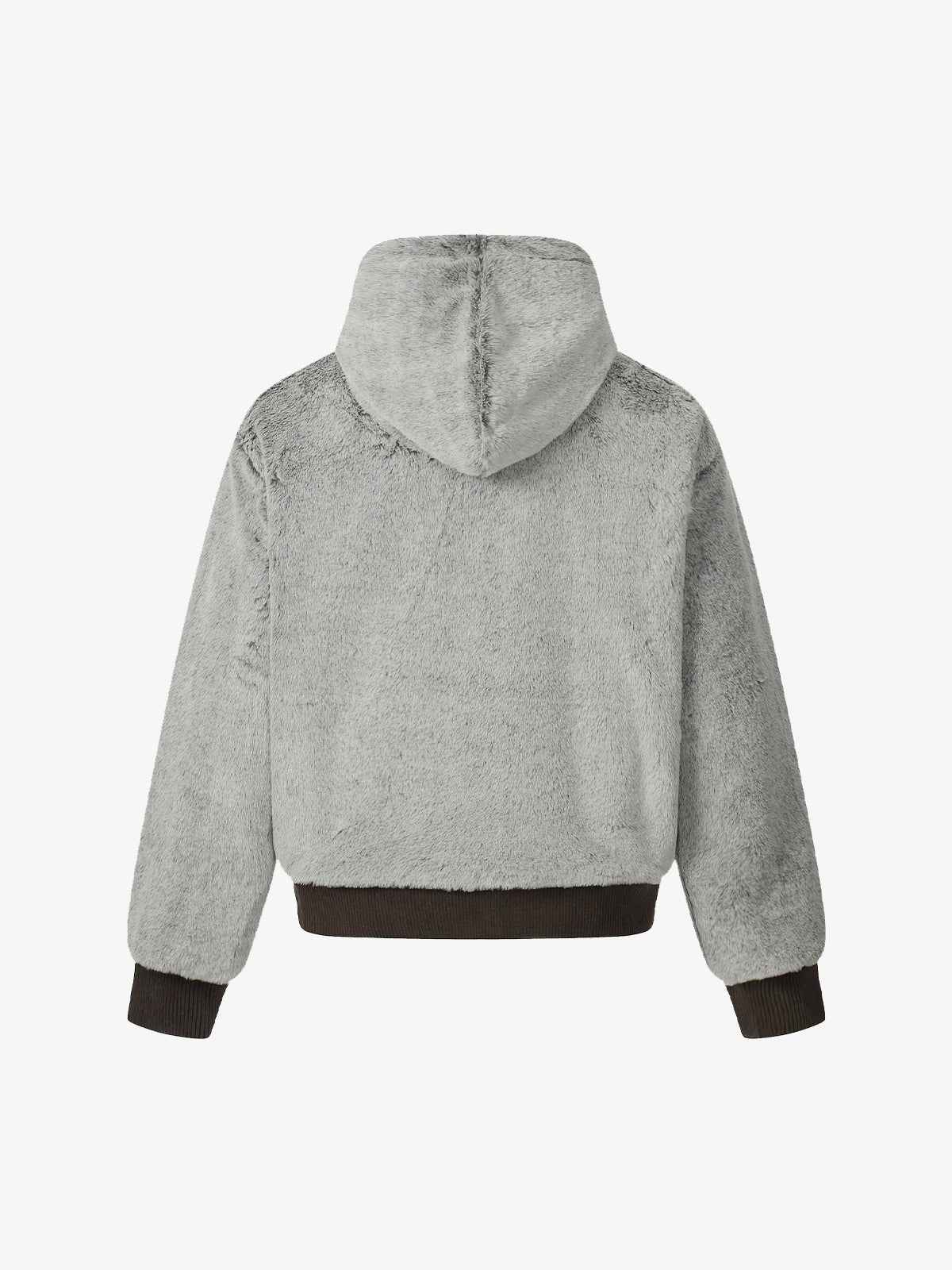 Retro Reversible Fleece Lined Zip-up Hooded Jacket