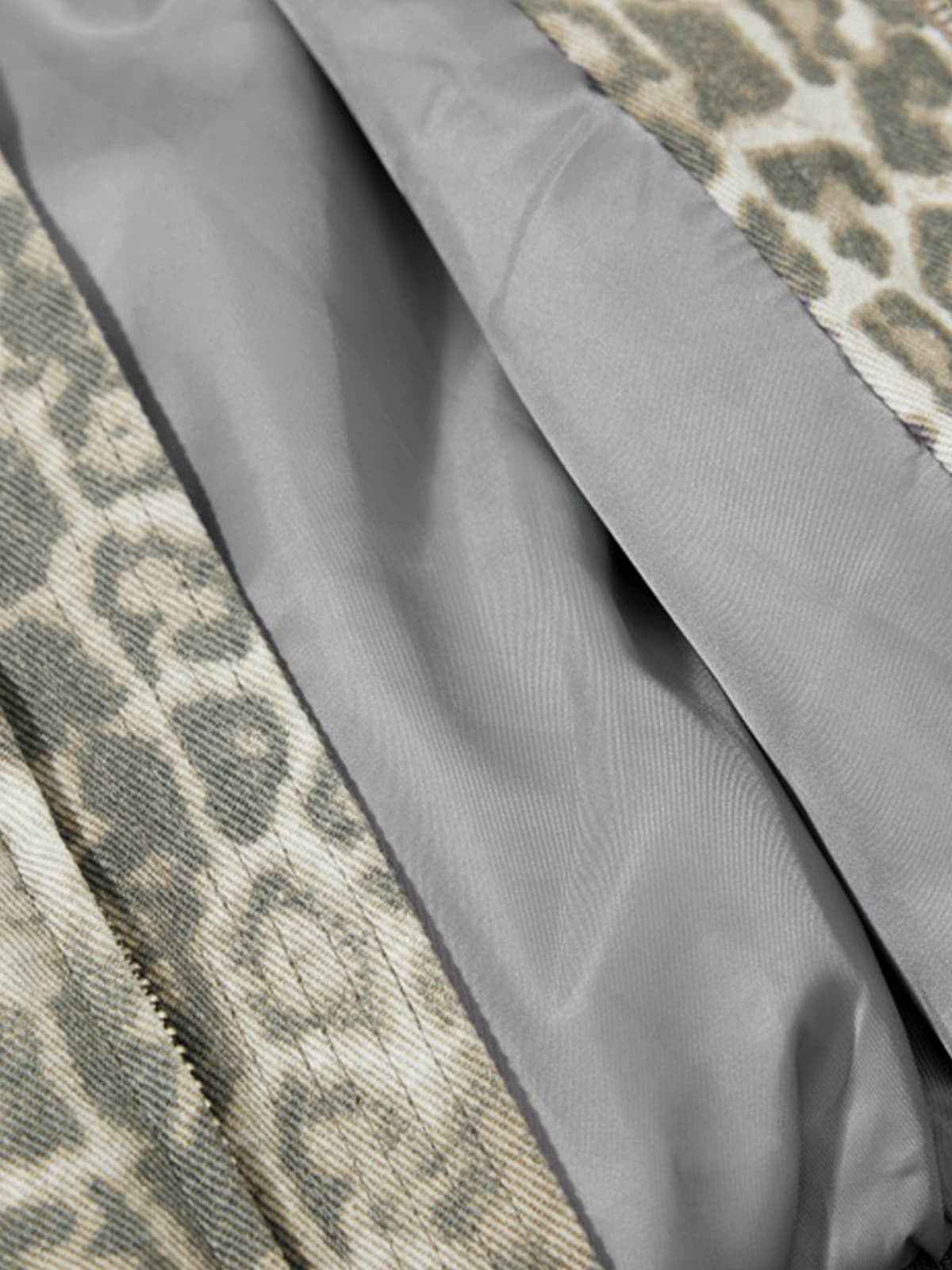 Vintage Leopard Print Bomber Jacket - 2540
