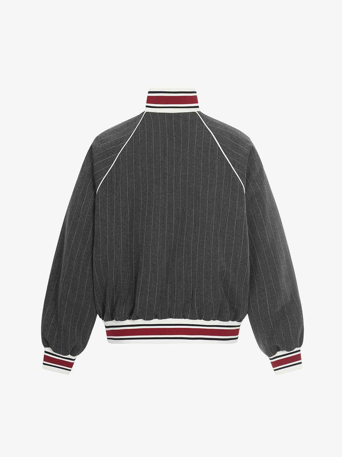 Retro Color-Blocked Striped Stand-Collar Tracksuit