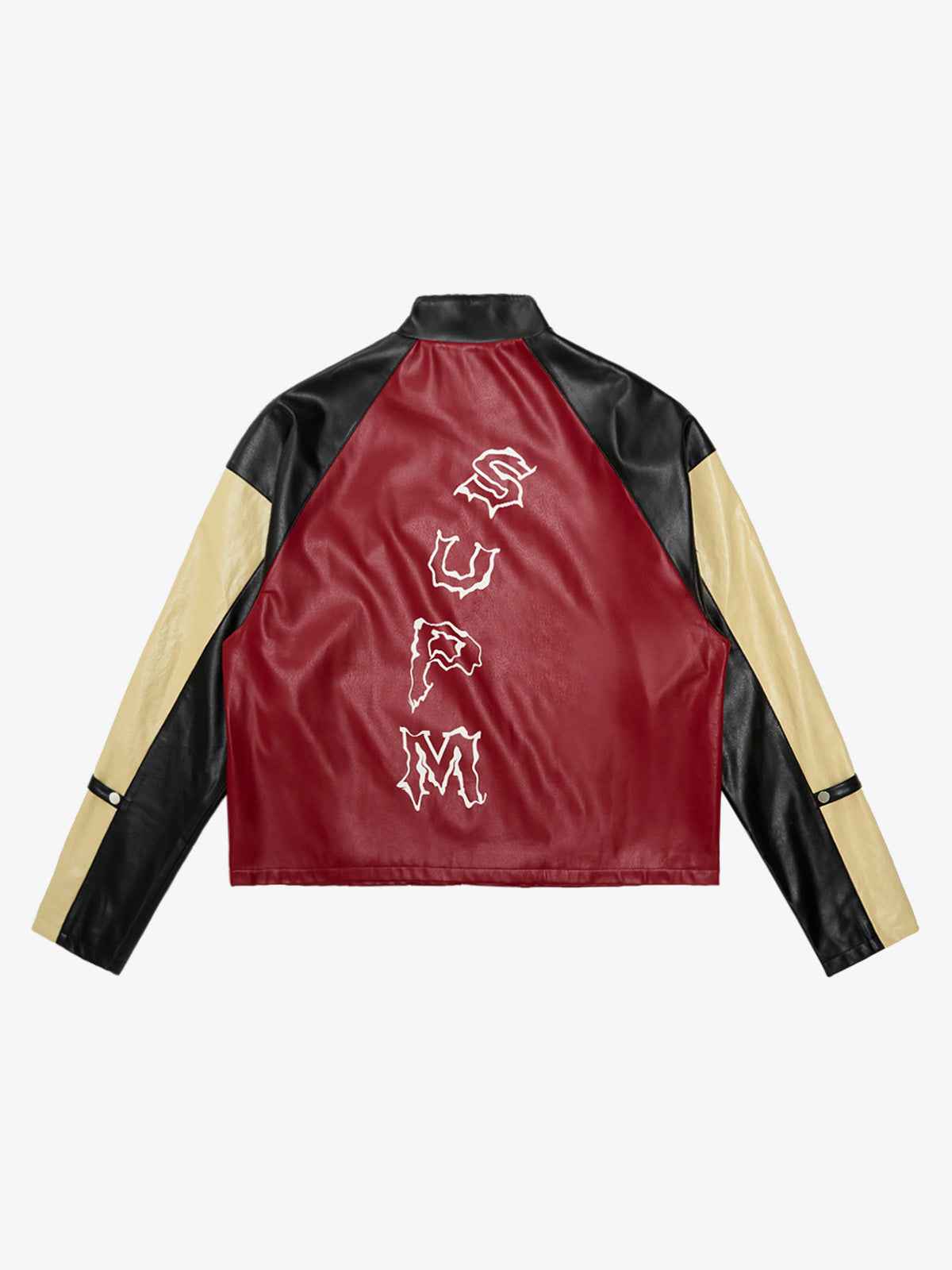 Original Contrast Color Leather Jacket - 2565