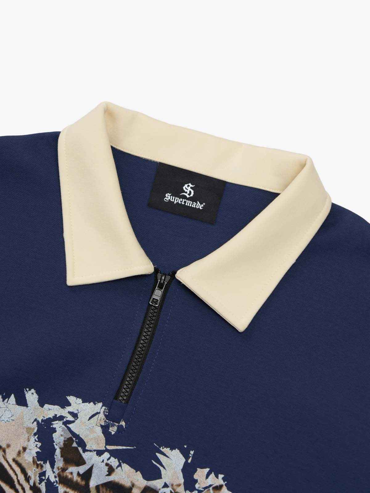 Original Racing Style Print Lapel Sweatshirt