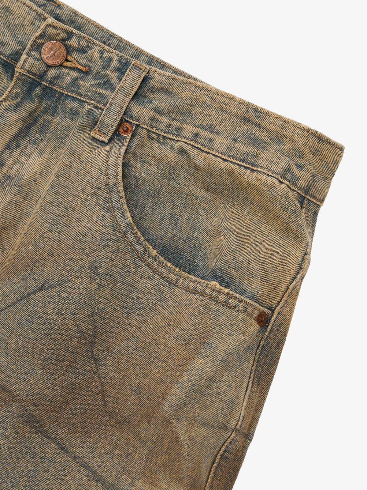 Vintage Washed Distressed Copper-Dyed Jeans - Luxuryurbanwear