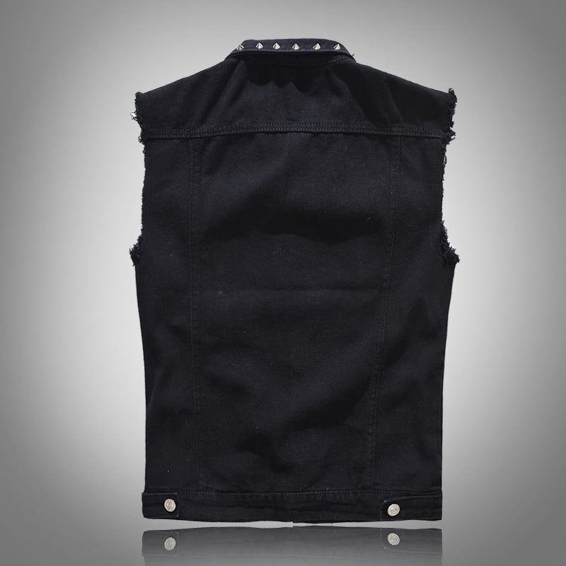 Edgy Studs Denim Vest