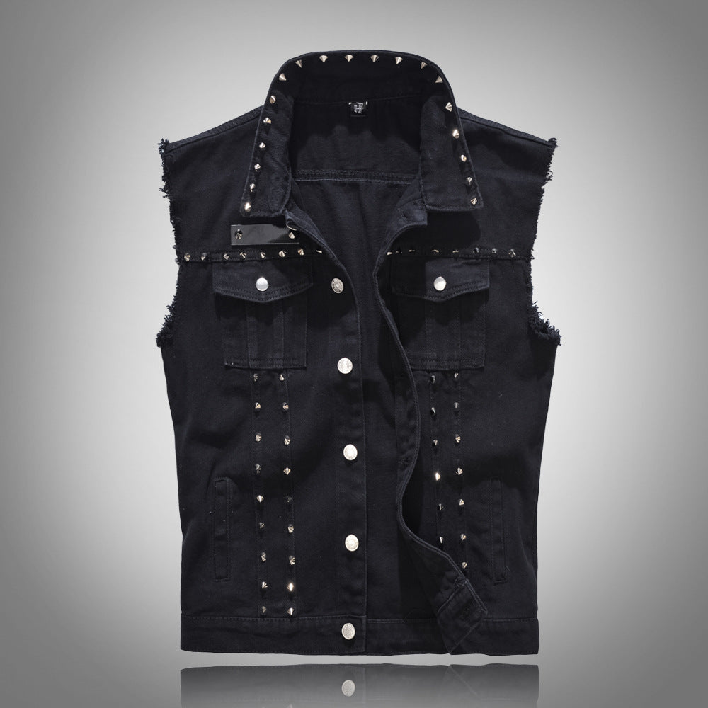 Edgy Studs Denim Vest